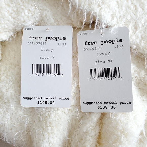Free People Icing V-neck Ivory Pullover Sweater NWT Size XL - Picture 13 of 16